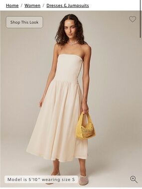 BNWT JCrew Strapless mixi Midi Dress in Cream
